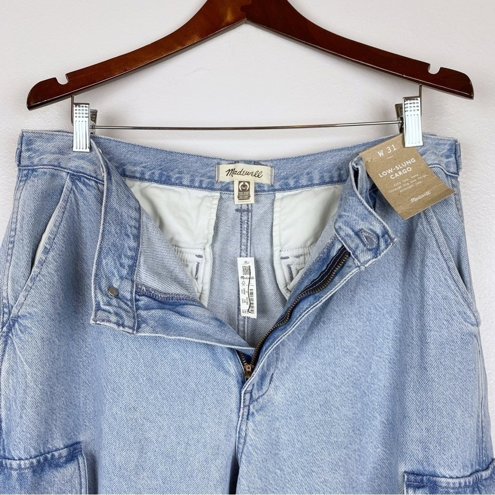 Madewell Low Slung Slouchy Straight Cargo Pocket Jeans Coleman Wash Size 31 NWT - Picture 9 of 13